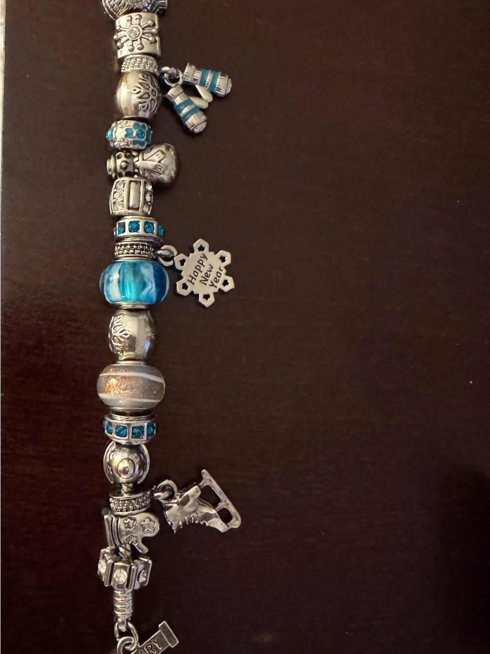 Danbury Mint Silver Charm Bracelet with Turquoise Accents